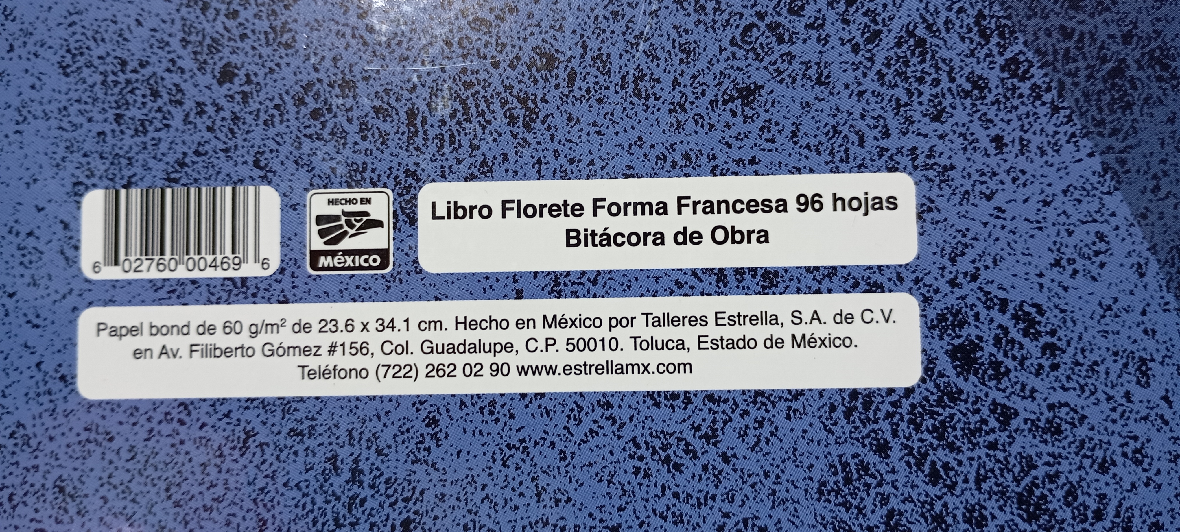 LIBRO FLORETE FORMA FRANCESA BITACORA DE OBRA 96 HOJAS MARCA ESTRELLA